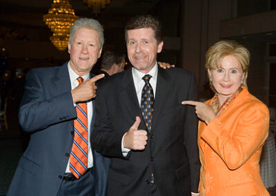 Hanging out with the Clintons. Sort of Steve Bridges and Marianne Curan, often seen on the "Tonight Show". He also does the best impersonation of George W. Bush.