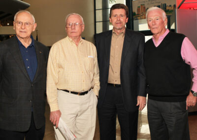 Hanging out with some of our space buddies at the San Diego Air & Space Museum, December 2008. (Left to right: Alan Bean (Apollo 12 and Skylab), Neil Armstrong (Apollo 11, first man on the moon), Larson (grounded), Gene Cernan (Apollo 10 & 17, last man on the moon).