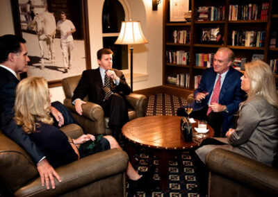 Meeting with Gov. Mitt Romney, his wife Ann along with Wendy McCaw and Arthur von Wiesenberger, Co-Publishers of the Santa Barbara News-Press (at the Reagan Ranch Center, November 2009)