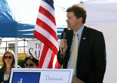 Speaking at rally to save the Mt. Soledad Veterans Memorial, La Jolla, CA, January 2011. More info: www.soledadmemorial.com