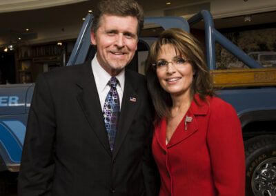 With Governor Sarah Palin at Reagan 100 event , Reagan Ranch Center, February 2011.