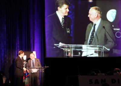 Introducing Neil Armstrong at the San Diego Air & Space Museum's Apollo 8 40th anniversary event, December 2008.