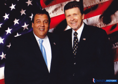 With New Jersey Governor Chris Christie, prior to emceeing a Romney event where he was keynote speaker. La Jolla,CA August 2008.