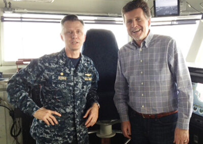 On the ship's bridge with Capt. Thom Burke, Commanding Officer, USS Ronald Reagan (April 2013)