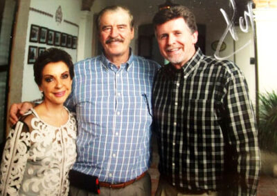 With former President of Mexico, Vicente Fox and his wife Marta. At his ancestral home in Leon, Mexico, May 2014. Note how he simply signs the photo "Fox".