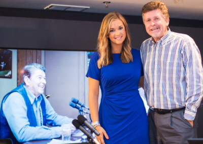 With author and Fox News contributor Katie Pavlich at the Reagan Ranch Center in Santa Barbara, after doing the Larson radio show (July 2014).