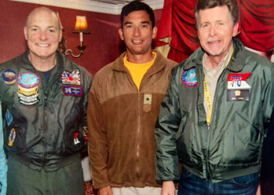 Onboard USS RONALD REAGAN with the Commanding Officer, CAPT Chris Bolt (L) and Rear Admiral Patrick Piercey, who heads up Carrier Strike Group 9....