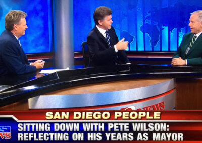 Interviewing former California Governor Pete Wilson on a special half hour KUSI NEWS program (with Channel 9's Ross Becker), September 2015.