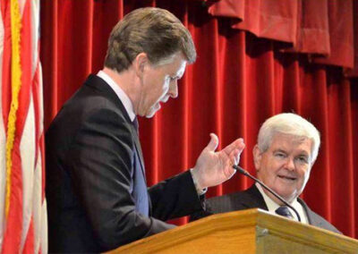 MC'ing and Q&A with former Speaker of the House Newt Gingrich at a special event in Old Town San Diego, October 2015.