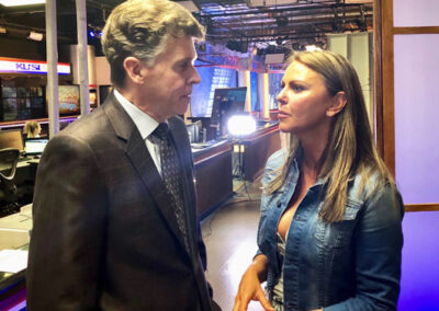 With journalist Lara Logan (former "60 Minutes" war correspondent. At KUSI NEWS studios, April 2019.)