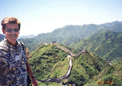 On top of the Great Wall of China, in May 2000. The same section that Nixon visited in 1972.