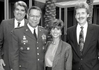 With Paul Palmer, Gen. Colin Powell and KFMB's Joan Hiser, shortly after the Gulf War ended — April 1991