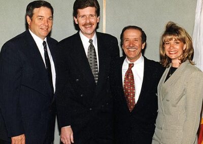 After emceeing a hilarious event with Rep. Sonny Bono and Rep. Duncan Hunter (with Mrs. L.) — April 1997