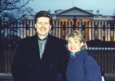 With Mrs. Larson, freezing together at The White House, February 2003