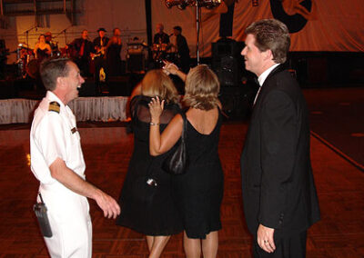 August 20, 2005: On the USS Ronald Reagan with XO Capt. Billy Hart who, like Larson, is amazed that the wives want to dance even though the guys aren't!