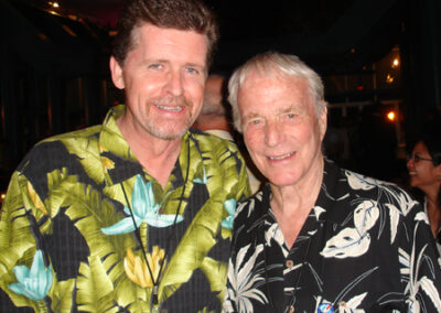 At the Astronaut Foundation Dinner in Florida with Scott Carpenter. Only he and John Glenn remain as living members of the Original Seven. We "Friends of Wally" Schirra wore Hawaiian shirts in tribute to our buddy.