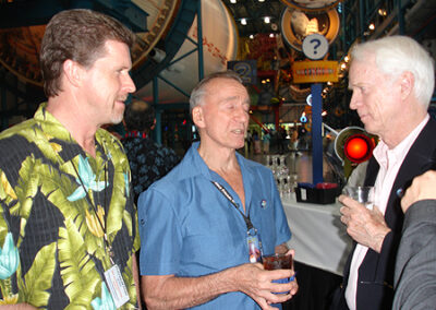 Enjoying a laugh with Walt Cunningham (Apollo 7) and Rusty Schweikart (Apollo 9). Note: The Apollo 9 command module is currently on display at the San Diego Air & Space Museum, where I serve on the Board of Directors.