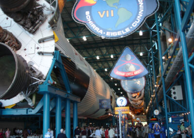 One of the only remaining enormous Saturn V rockets (Kennedy Space Center). This year's Astronaut Foundation dinner was held in this amazing facility, under the Saturn.